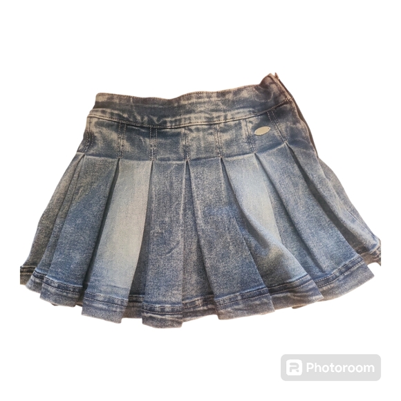 GUESS FACTORY Girl's Blue Pleated Denim Skirt - Size 8 - Picture 5 of 7